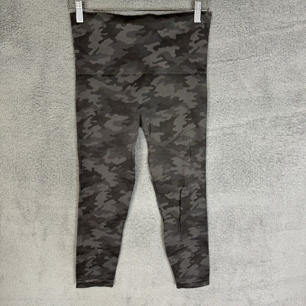 Spanx Leggings Women's L Green Camo Seamless High Waist Crop